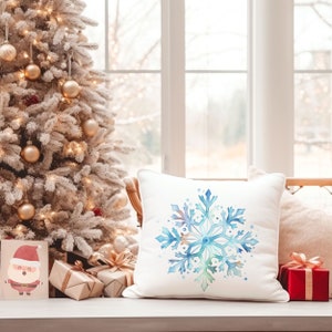 Snowflake Pillow Cover, Whimsical Christmas Pillow Case, Winter Pillow Cover, Holiday Pillow, Christmas Home Décor