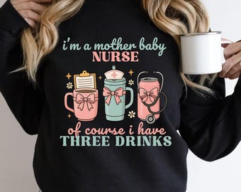 Sudadera de enfermera para madre y bebé, colores cómodos, camiseta de enfermera posparto, suéter de enfermera para madre y bebé, regalo para enfermera, enfermera coqueta