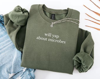 Felpa con scritta "Microbiologia", regalo di laurea per studenti di microbiologia, regalo divertente per studenti di microbiologia, umorismo sulla microbiologia, micro tecnologia