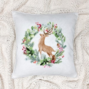 Reindeer Christmas Pillow Cover - Christmas Pillows - Christmas Deer Pillow Cover - Christmas Decorations Farmhouse Decor - Farmhouse Pillow