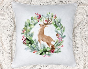 Reindeer Christmas Pillow Cover - Christmas Pillows - Christmas Deer Pillow Cover - Christmas Decorations Farmhouse Decor - Farmhouse Pillow