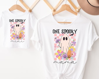 Retro Mom and me matching Halloween shirts, Mama and Mini Halloween T-Shirt Set, Mommy and Me Shirts, Halloween Family Shirts