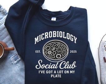 Felpa personalizzata con scritta "Microbiology", regalo di laurea per microbiologi, maglione divertente con scritta "Microbiology", regalo per insegnanti di biologia.