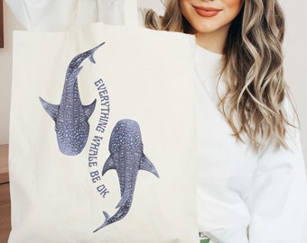 Ocean Inspired Style Whale Shark Tote  Ocean Animal Tote Mental Health Whale Shark Beach Bag Mermaidcore Coconut Girl
