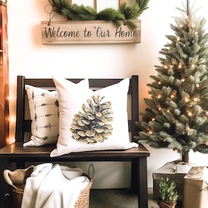 Pine Cone Rustic Christmas Pillow Cover, Christmas Décor, Farmhouse Christmas, Pine Cone pillowcase