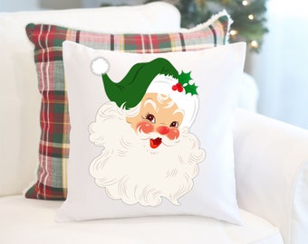 Vintage Santa pillow cover, Santa pillow decor, Christmas pillow cover, Throw cushion Christmas cover, Santa pillow, Christmas Bedding