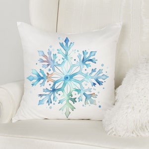 Snowflake Pillow Cover, Whimsical Christmas Pillow Case, Winter Pillow Cover, Holiday Pillow, Christmas Home Décor