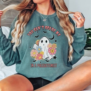 Funny Halloween Phlebotomist Sweater, Phlebotomy shirt, Gift for Phlebotomist, Phleb Tech Sweater