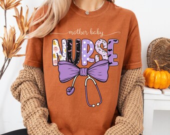 Halloween Mother Baby Nurse Shirt Comfort Colors Mother Baby Unit Shirt Fall MBU Shirt Nicu Nurse Postpartum Nurse Spooky Mother Baby Unit