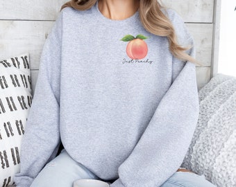 Just Peachy Sweatshirt - Peach Lover Gift- Peach Shirt - Cottagecore Sweater - Georgia Peaches - Peach Gift