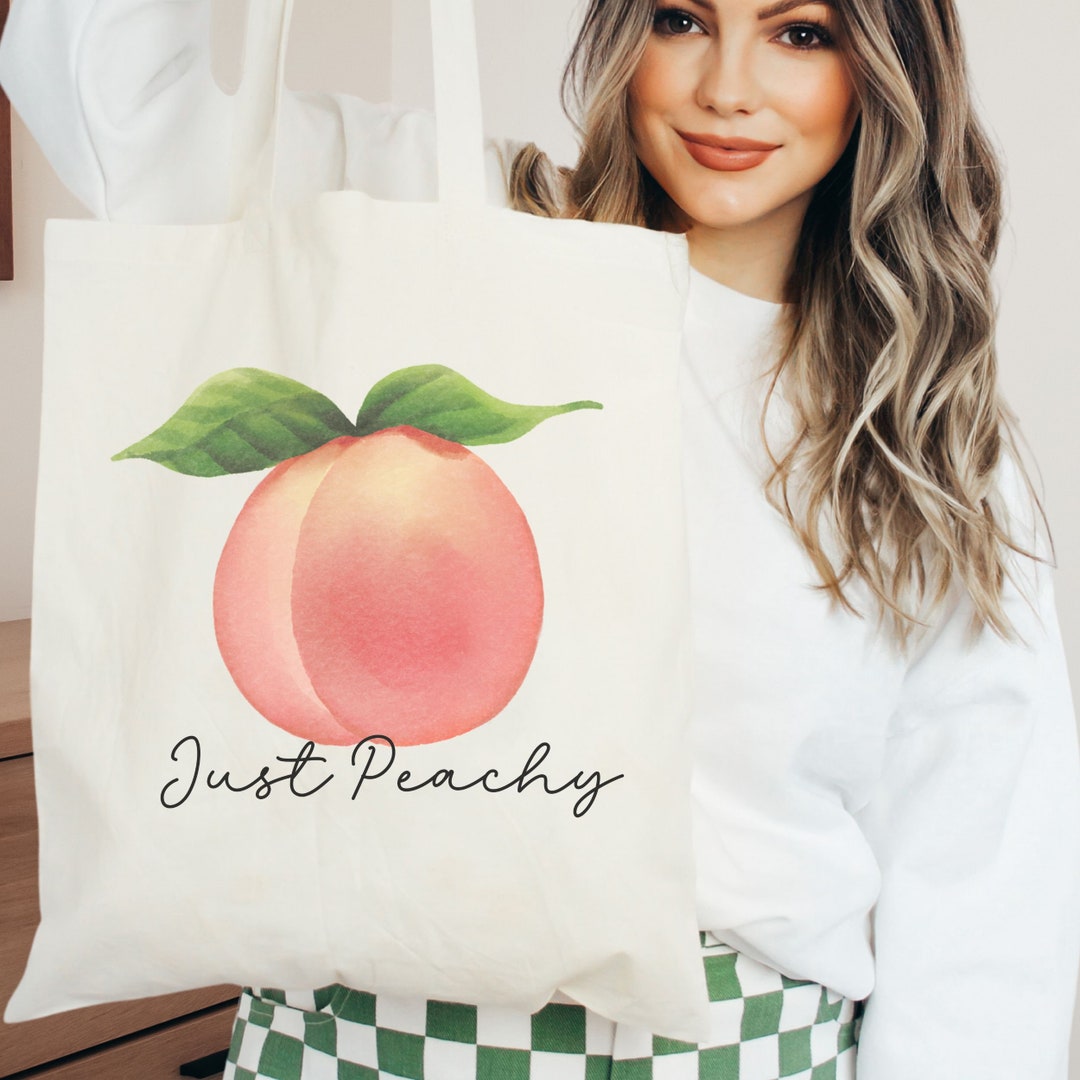 Just Peachy Tote Bag - Canvas Tote Bag - Peach Lover Gift - Summer
