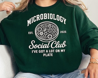 Felpa personalizzata con scritta "Microbiology", regalo di laurea per microbiologi, maglione divertente con scritta "Microbiology", regalo per insegnanti di biologia.