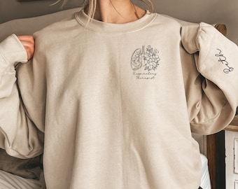 Sweat-shirt thérapeute respiratoire personnalisé ras du cou sweatshirt thérapeute respiratoire personnalisé cadeau pour thérapeute respiratoire chemise RT