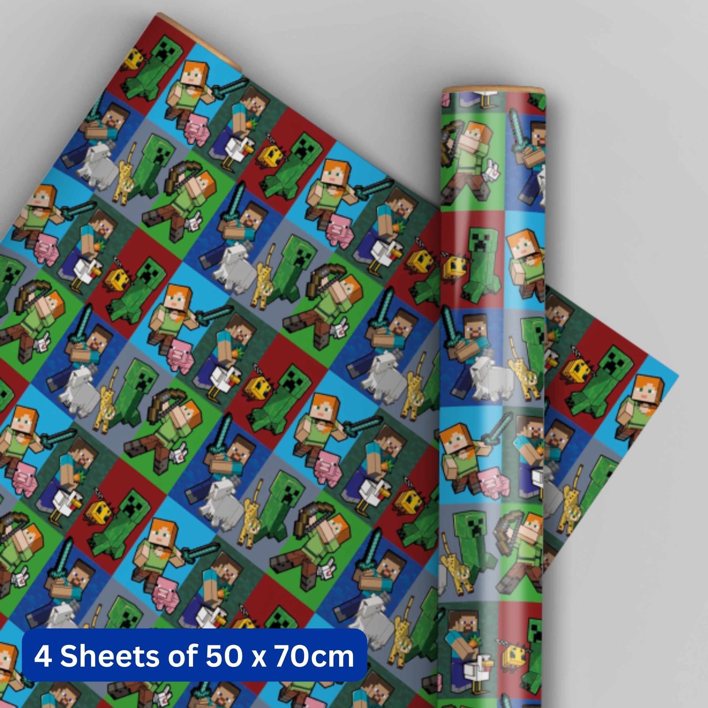 Minecraft Birthday Wrapping Paper Sheet and Tag Gift Wrap Sustainably ...