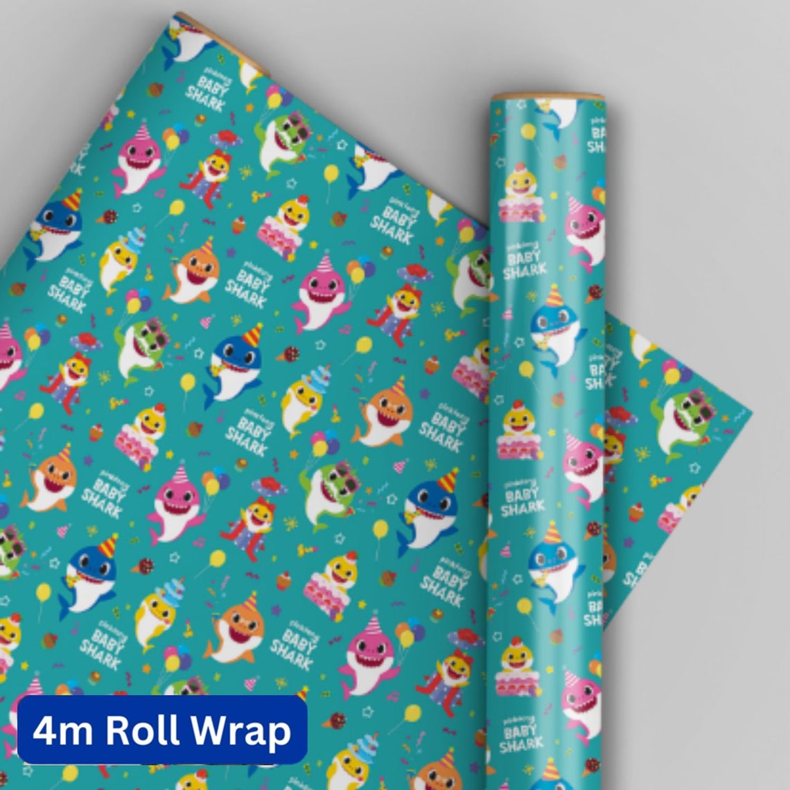 Baby Shark Birthday Wrapping Paper 4m Roll Gift Wrap Sustainably