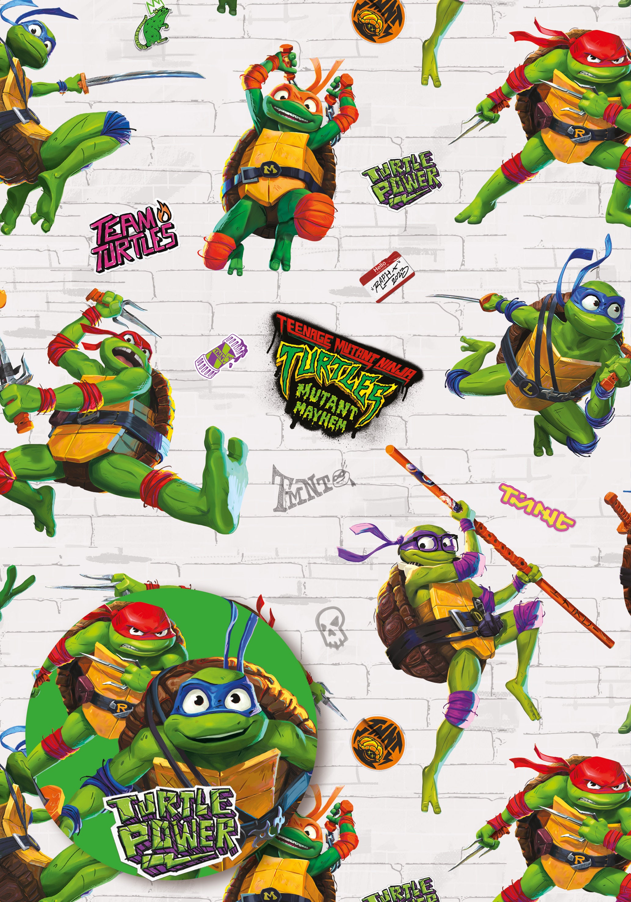 Teenage Mutant Ninja Turtles Wrapping Paper Sheet and Tag Gift Etsy