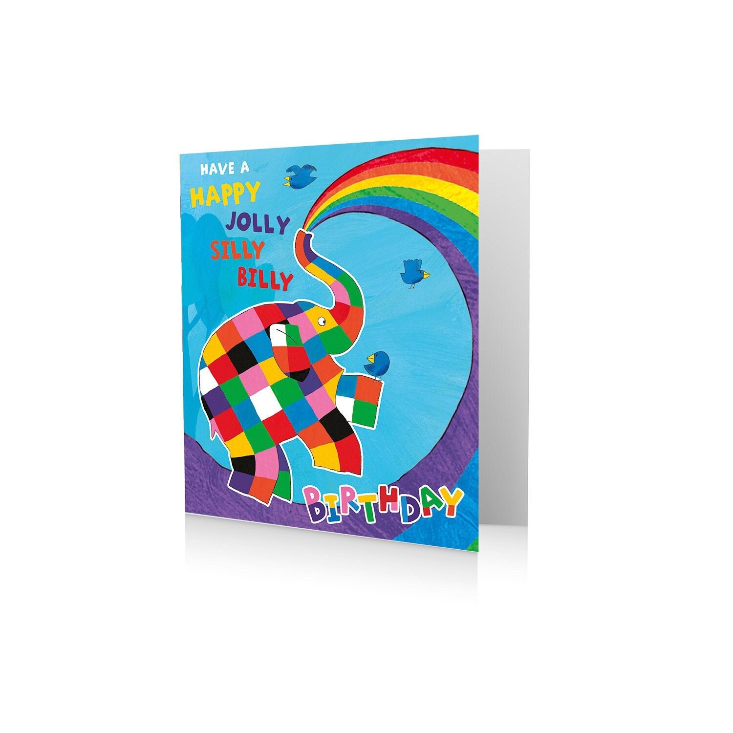 Carte d'anniversaire amusante et colorée d'Elmer l'éléphant en