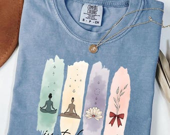 Comfort Colors® Just Breathe Shirt, Meditation Shirt, Yoga Shirt, Relax Shirt, Relaxing Shirt, Floral Shirt, Flower Shirt, Positive Shirt