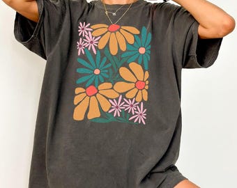 Comfort Colors® Boho Wildflowers Shirt, Distressed Flowers Tshirt, Matisse Floral Graphic Shirt, Flower Market, Soft Goth Fairy Core, Gift