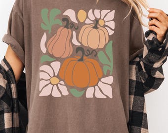 Comfort Colors® Boho Pumpkin Season Shirt, Autumn Fall Shirt, Thanksgiving Shirt, Fall Pumpkin Shirt, Boho Floral Fall Shirt, Pumpkin Season