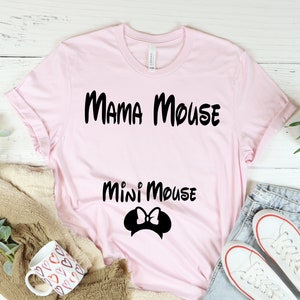 Pregnancy Shirt, Mama Mouse and Minnie Mouse Shirt, New Mom Shirt, Minnie Mouse Ears Shirt, Pregnant Shirt, Gift Pregnant Shirt, Baby Girl