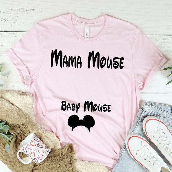 Chemise de grossesse Disneyland, maman souris et bébé souris maternité, maternité Disneyland, chemise oreilles de Mickey Mouse chemise Disneyland