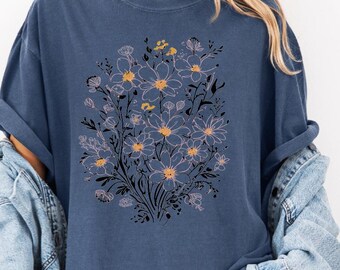 Comfort Colors® Boho Wildflower Shirt, Floral Cottagecore Shirt, Botanical Shirt, Flower Shirt, Nature Shirt, Wildflower Tshirt,Wild Flower
