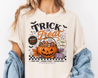 Comfort Colors® Retro Trick or Treat Halloween, Vintage Halloween Shirt, Halloween Shirt, Retro Pumpkin Shirt