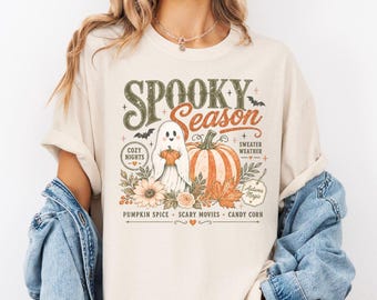 Comfort Colors® Retro Spooky Season Halloween Shirt, Spooky Season T-Shirt, Retro Halloween Shirt, Halloween Gift, Stay Spooky Shirt,Vintage