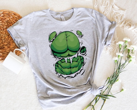 Marvel Avengers Hulk Ripped Camiseta Oficial: Desgarrada, Ligera, Para Fans De Hulk Y Los Vengadores