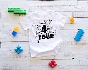 4th Birthday Shirt, Boy Four Year Old Birthday Boy Shirt, 4 Year Old Birthday Shirt, Boy 4th Birthday Outfit Boy