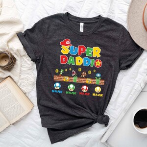 Personalized Super Daddio Game Shirt, Custom Kids Name Dad Shirt, Fathers Day Shirt, Super Dad Gamer Shirt, Fathers Day Gift