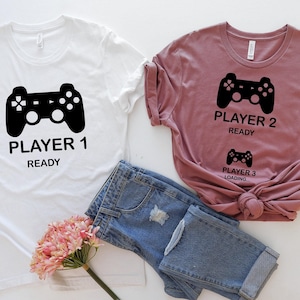 Player 1 Player 2 Ready Shirt, Player 3 Loading Shirt, Funny Couple Shirt, Pregnancy Shirt, Video Game Matching Shirt, Couple Gamer Shirt