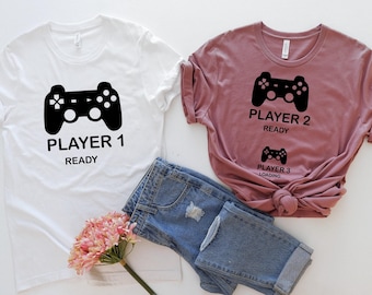 Player 1 Player 2 Ready Shirt, Player 3 Loading Shirt, Funny Couple Shirt, Pregnancy Shirt, Video Game Matching Shirt, Couple Gamer Shirt