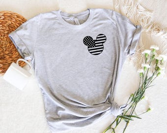 Disney 4th of July Shirts, Mickey Minnie Matching Family 4th of July T-Shirt, USA Flag Disney Shirt, USA Flag Mickey Or Minnie T-Shirt