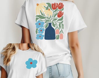 Boho Wildflowers Shirt, Double Sided Shirt, Vintage Pressed Flowers Shirt, Botanical Floral Tshirt, Boho Cottagecore Tee, Wildflowers Floral