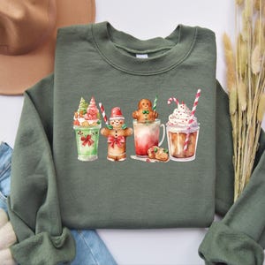 Gingerbread Christmas Coffee Sweatshirt, Christmas Coffee Sweatshirt, Women Holiday Sweater, Coffee Lover gift, Latte drink Crewneck, Gift