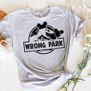 Wrong Park Shirt, Funny Disney Universal Graphic Tee, Matching Group Shirts, Mickey Balloon and hat, Cute Tees for your Family Vacation
