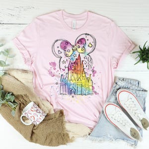 Disney Watercolor Castle Shirt, Disney Family Shirt, Family Vacation Tee, Mickey Minnie T-Shirt, Disney Castle, Disney Trip Shirt