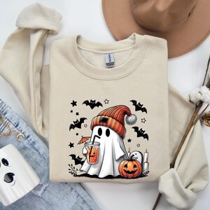 Little Ghost Ice Coffee Sweatshirt, Spooky Season, Ghost Sweatshirt, Halloween Tee, Cute Ghost Shirt, Little Ghost Ice Coffee Sweatshirt,Boo