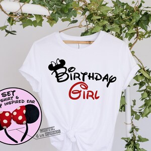 SET, Disney Birthday Girl Shirt, Set Disney Ear and Shirt, Disney Set Headband and Shirt, Disney Family Shirt, Disney Birthday Girl Outfit