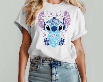 Stitch Shirt, Floral Stitch Shirt, Stitch T shirt, Stitch Party Shirt, Disney Kids Shirt, Disneyland Shirt, Disney World Shirt, Stitch Tee
