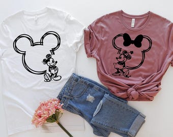 Disney Family Shirt, Family Disneyworld Shirt, Mickey Sketch Shirt, Minnie Women Shirt, Disneyworld Trip Shirt, Mickey Couple Shirt