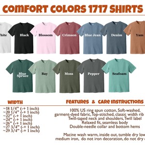 a collection of 1717 shirts in various colors, sizes, and styles, along with their corresponding care instructions.