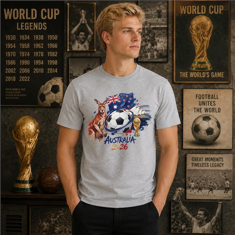 Australia Soccer T-Shirt, World Cup 2026 Shirt, US World Cup, Game Day Jersey, Patriotic Football Fan Gift Tee image 1