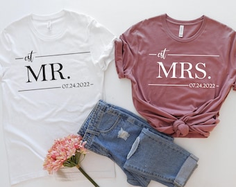 Mr and Mrs Shirt, Mr and Mrs, Just Married Shirt, Honeymoon Shirt, Wedding Shirt, Wife And Hubs Shirts, Just Married Shirts, Couples Shirts
