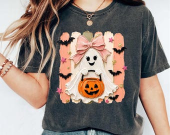 Brushstroke Halloween Shirt, Girl Halloween Outfit, Ghost Halloween, Girls Colorful Halloween Shirts, Checkered Ghost Shirt, Kids Shirt