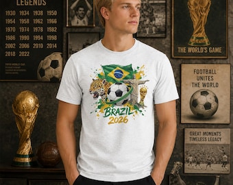 Brazil 2026 World Cup Soccer Jersey, Brazil Soccer T-Shirt, US World Cup 2026 Shirt, Game Day Jersey, Patriotic Football Fan Gift Tee