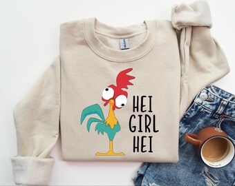 Hei Girl Hei Sweatshirt, Moana Funny Chicken Sweatshirt, Moana Sweatshirt, Moana 2 Gift, Toddler Sweatshirt, Gift for Kids, Youth Sweatshirt