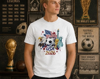 USA 2026 Soccer T-Shirt, Patriotic Football Fan Jersey Tee